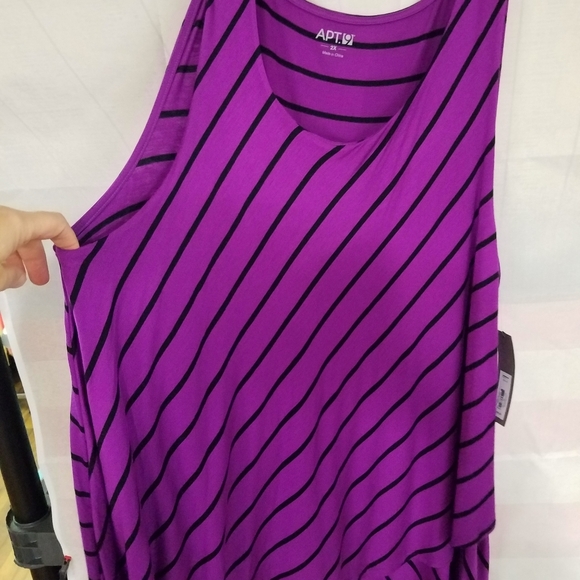 Apt 9 Tulip Hem Tank Orchid & Black Striped - Picture 2 of 6